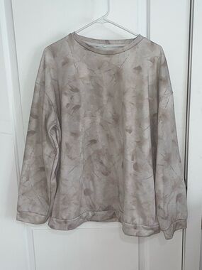 SHEIN Beige Marble-Print Pullover Sweatshirt